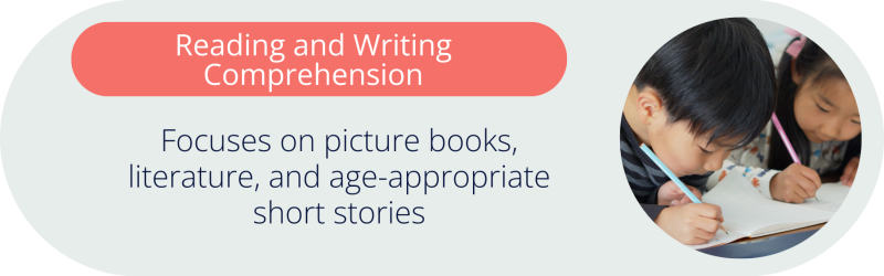 Reading and Writing Comprehension Focuses on picture books, literature, and age-appropriate short stories